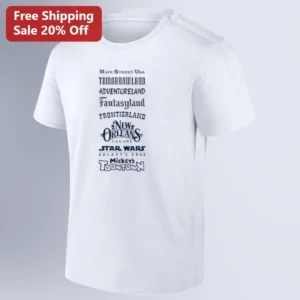 Main Street USA Tomorrowland Adventureland Disneyland Lands Tee, Disney Park Vacation Shirt Gift for available at our Los Angeles warehouse