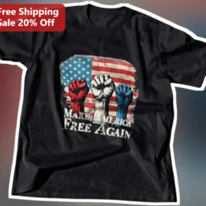 Make America Free Again Patriotic Distressed Flag Graphic Tee available at our Los Angeles warehouse