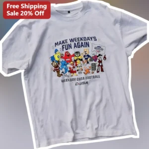 Make Weekdays Fun Again CUSA Football Mascots Graphic Tee available at our Los Angeles warehouse