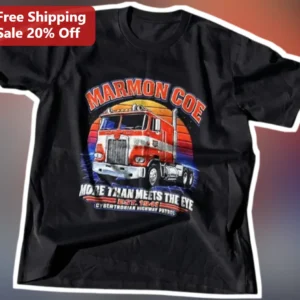 Marmon COE Cybertronian Highway Patrol Optimus Prime Retro Sunset Graphic Tee available at our Los Angeles warehouse