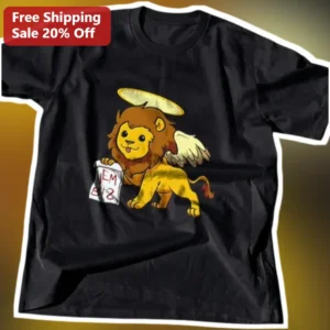 MEME BIZ Tee Angel Lion Cartoon Graphic T-Shirt Funny Business Meme Apparel available at our Los Angeles warehouse