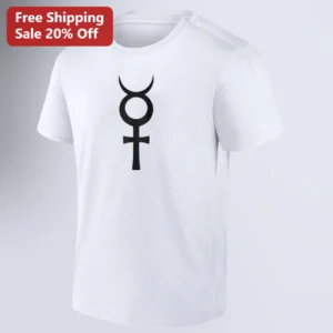 Mercury Planetary Symbol Tee, Minimalist Astrology Glyph Shirt, Astronomy Lover Gift available at our Los Angeles warehouse