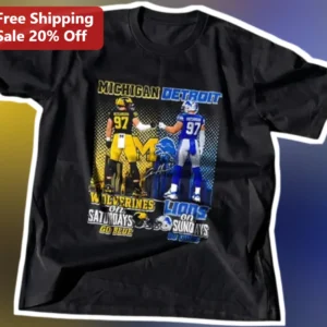 Michigan Detroit Wolverines Lions Go Blue Go Lions Game Day Tee available at our Los Angeles warehouse