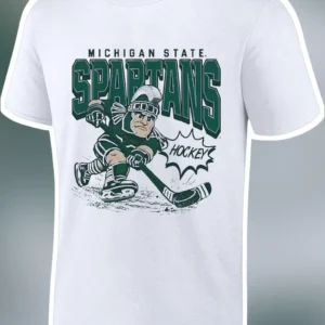Michigan State Spartans Hockey Tee Vintage Sparty Mascot Graphic Shirt for Men Women College Fans available at our Los Angeles warehouse