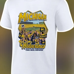 Michigan Wolverines The Big House Tee U of M Football Fan Shirt Maize and Blue Game Day Apparel available at our Los Angeles warehouse