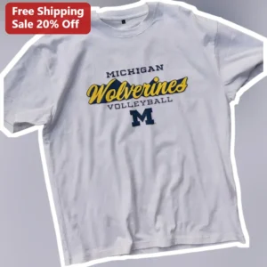 Michigan Wolverines Volleyball Tee University of Michigan Fan Apparel Go Blue Game Day Shirt available at our Los Angeles warehouse