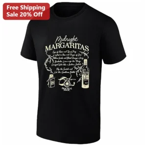 Midnight Margaritas Practical Magic Inspired Witchy Cocktail Recipe Graphic Tee for Women Halloween available at our Los Angeles warehouse