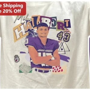 Miles Hairbert James Madison JMU Dukes Football Fan Graphic Tee available at our Los Angeles warehouse