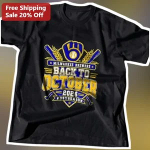 Milwaukee Brewers Back to October Postseason Tee Vintage Baseball Fan Gear available at our Los Angeles warehouse