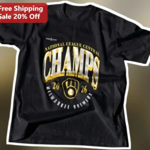 Milwaukee Brewers NL Central Champs Tee National League Division Champions Baseball Fan Apparel available at our Los Angeles warehouse