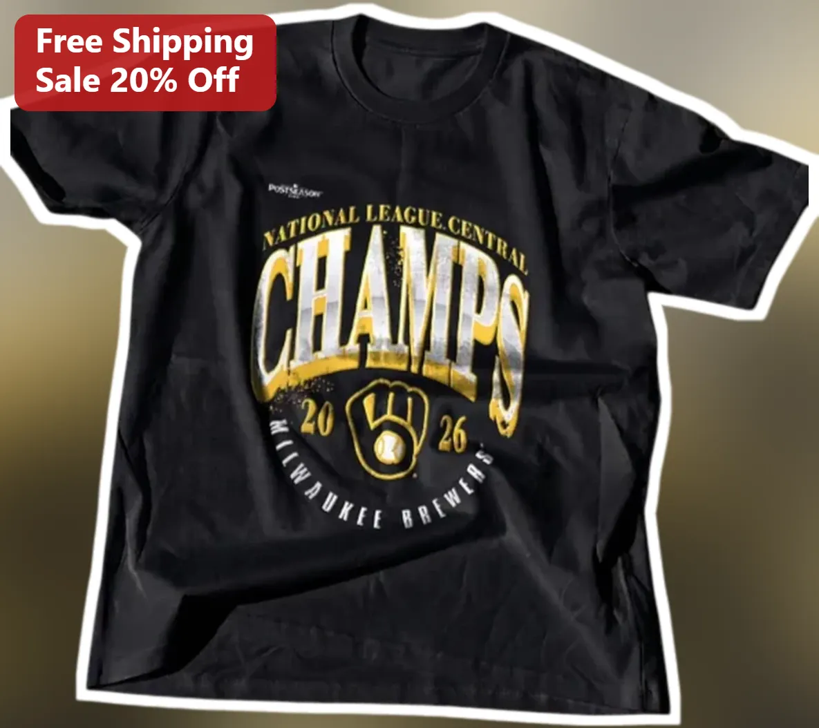 Milwaukee Brewers NL Central Champs Tee National League Division Champions Baseball Fan Apparel available at our Los Angeles warehouse