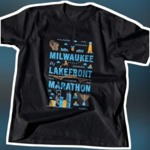 Milwaukee Lakefront Marathon Tee Hoan Bridge Runner Gift available at our Los Angeles warehouse