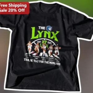 Minnesota Lynx Thank You For The Memories Tee WNBA Fan Shirt available at our Los Angeles warehouse