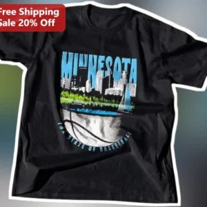 Minnesota The State Of Basketball Tee Vintage Sports Souvenir Graphic Shirt For Men Women available at our Los Angeles warehouse