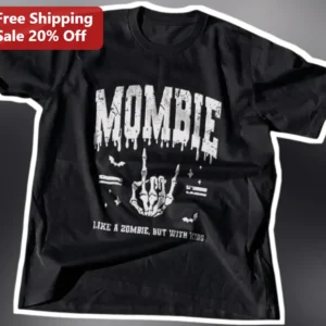 Mombie Like a Zombie But With Kids Funny Halloween Mom Graphic Tee available at our Los Angeles warehouse