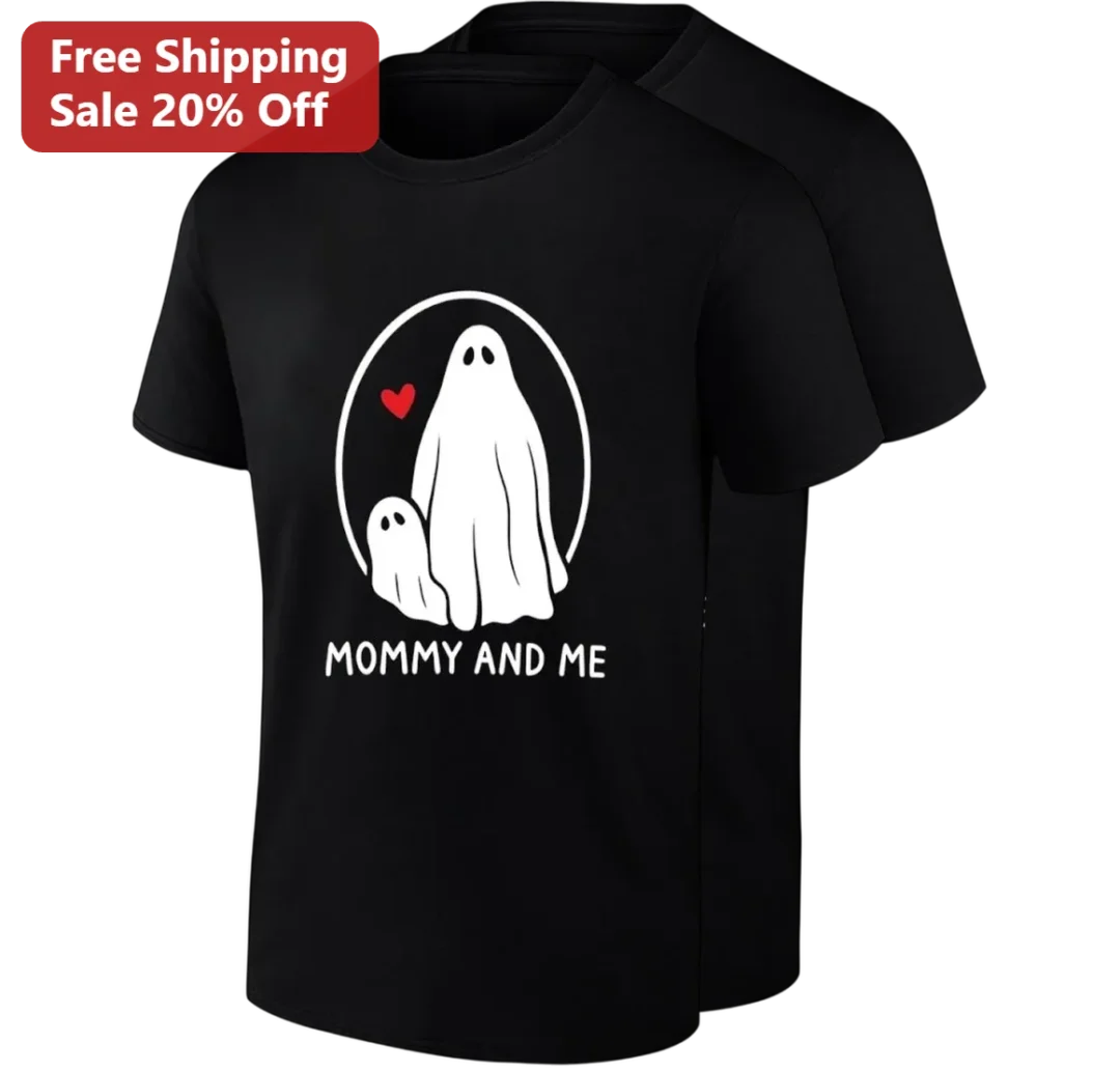 Mommy and Me Tee Cute Ghost Halloween Matching Shirt Gift for Mom and Kids available at our Los Angeles warehouse