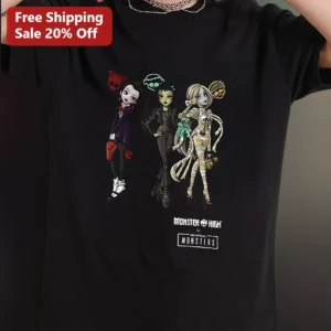 Monster High x Universal Monsters Graphic Tee Draculaura Frankie Stein Cleo de Nile Gothic Horror Sh available at our Los Angeles warehouse