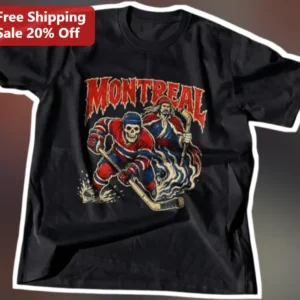 Montreal Vintage Skeleton Hockey Player Jacques Cartier Graphic Tee available at our Los Angeles warehouse