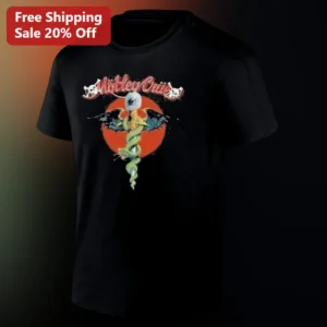 Mötley Crüe Tee Vintage Band Logo Dragon Dagger Graphic Shirt Gift for Rock Music and Heavy Metal Fa available at our Los Angeles warehouse