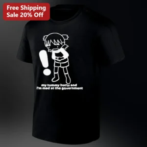 My Tummy Hurts And I'm Mad At The Government Tee, Yotsuba Koiwai Funny Anime Meme Shirt, Political H available at our Los Angeles warehouse