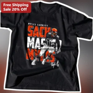 Myles Garrett Sack Master Tee Cleveland Browns NFL Fan Gift Distressed Vintage Style available at our Los Angeles warehouse