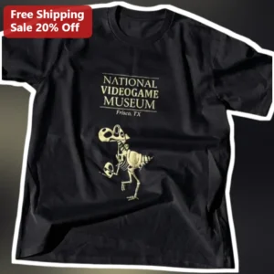 National Videogame Museum Frisco TX Tee Oregon Trail Dinosaur Skeleton Retro Gaming Souvenir Gift available at our Los Angeles warehouse