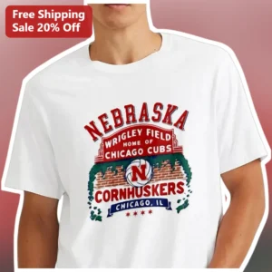 Nebraska Wrigley Field Home Of Chicago Cubs Cornhuskers Vintage College Volleyball Tee available at our Los Angeles warehouse
