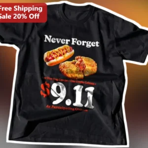 Never Forget 9/11 Memorial Tee 25th Anniversary Tribute Shirt available at our Los Angeles warehouse