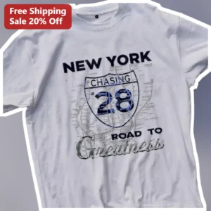 New York Road to Greatness Vintage Map Graphic Tee for Runners available at our Los Angeles warehouse
