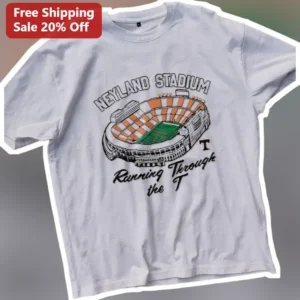 Neyland Stadium Running Through The T Tee Tennessee Volunteers College Football Fan Shirt available at our Los Angeles warehouse