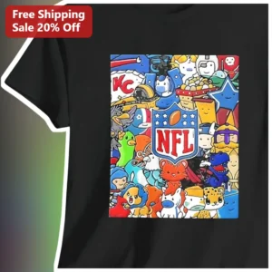 NFL Kawaii Chibi Team Mascots Graphic Tee Cute Football Fan Gift available at our Los Angeles warehouse