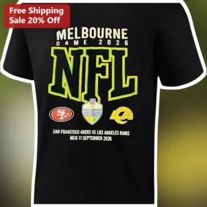 NFL Melbourne Game 2026 San Francisco 49ers vs Los Angeles Rams Tee available at our Los Angeles warehouse
