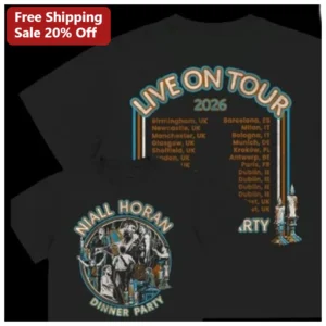 Niall Horan Dinner Party Live On Tour Graphic Tee available at our Los Angeles warehouse