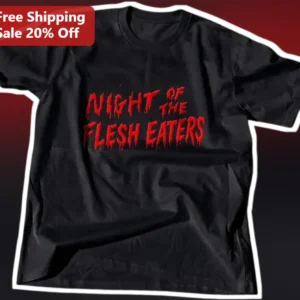 Night of the Flesh Eaters Tee Vintage Horror Movie Graphic Shirt for Halloween Fans available at our Los Angeles warehouse