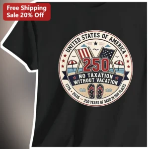 No Taxation Without Vacation United States of America Years Graphic Tee available at our Los Angeles warehouse