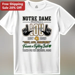 Notre Dame Football Lou Holtz Tribute Tee Forever A Fighting Irish Coach Gift available at our Los Angeles warehouse