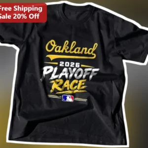 Oakland 2026 PLAYOFF RACE Tee Baseball Fan Vintage Distressed Graphic Shirt available at our Los Angeles warehouse