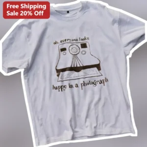 Oh Everyone Looks Happy In A Photograph Tee Noah Kahan All Them Horses Lyric Graphic Shirt available at our Los Angeles warehouse