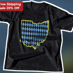 Ohio State Argyle Pattern Tee Buckeyes Geometric State Map Shirt available at our Los Angeles warehouse
