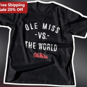 Ole Miss Vs The World Tee University of Mississippi Rebels Vintage Distressed Graphic Shirt for Game available at our Los Angeles warehouse
