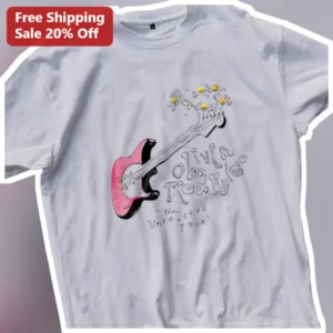 Olivia Rodrigo The Unraveled Tour Tee Daisy Chain Guitar Graphic Shirt available at our Los Angeles warehouse