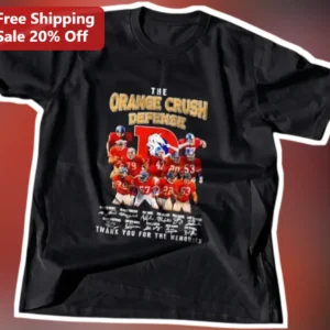Orange Crush Defense Thank You For The Memories Tee Denver Broncos Vintage Football Gift available at our Los Angeles warehouse