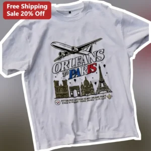 Orleans to Paris Tee Vintage Travel Graphic Shirt for Men Women NFL International Series Souvenir available at our Los Angeles warehouse