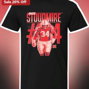 Owen Stoodmire #34 Nebraska Football Player Graphic Tee available at our Los Angeles warehouse