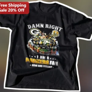 Packers Fan Damn Right I Am A Packers Fan Now And Forever Vintage Graphic Tee available at our Los Angeles warehouse