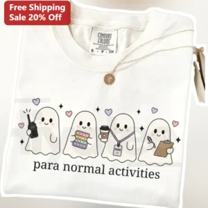 Para Normal Activities Tee Cute Kawaii Ghost Paranormal Investigator Halloween Gift available at our Los Angeles warehouse