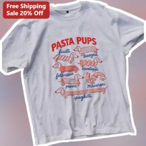 Pasta Pups Funny Dachshund Dog Graphic Tee Gift for Dog Lovers available at our Los Angeles warehouse