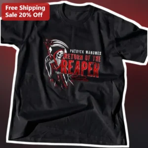 Patrick Mahomes Return of the Reaper Graphic Tee Kansas City Chiefs Fan Shirt available at our Los Angeles warehouse