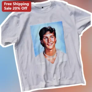 Patrick Swayze Vintage Portrait Graphic Tee Retro 80s Actor Gift available at our Los Angeles warehouse