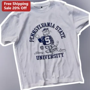 Penn State Nittany Lions Vintage Retro Mascot Graphic Tee for College Students Alumni Fans available at our Los Angeles warehouse